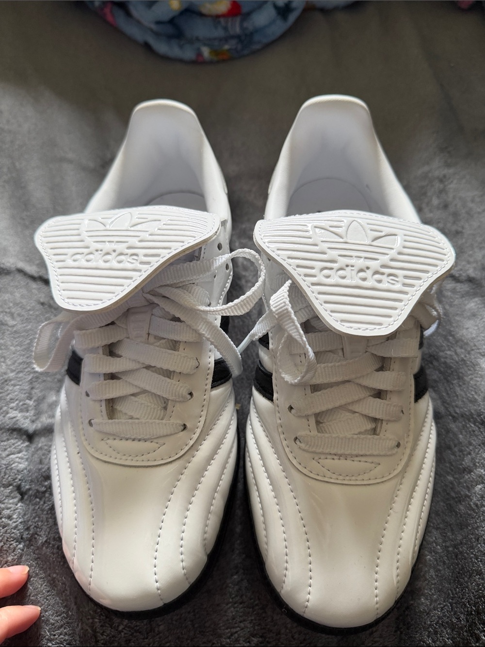 adidas White Sneakers with Black Stripes - Womens Size 7 Low Top
